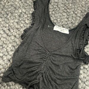 Emma & Sam‎ Black Grey Striped Scrunched Tank Size Medium